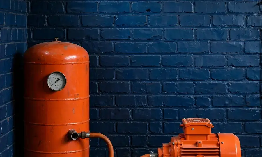 a home heating oil tank with fuel line to the burner