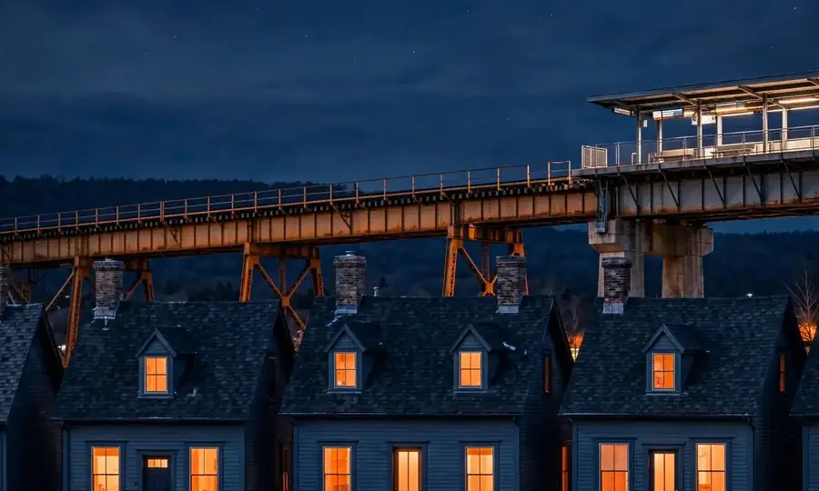 Hicksville suburban homes at dusk
