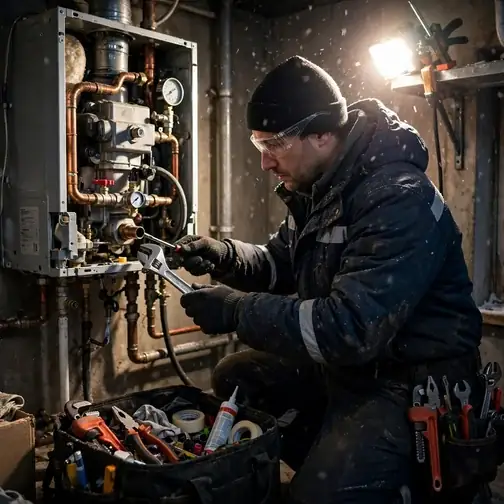 Emergency heating response on a winter night in Langhorne Pennsylvania