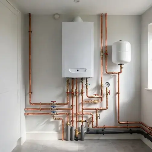 Twice-converted gas boiler with layered components in Langhorne Pennsylvania