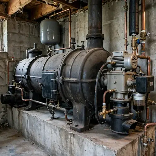 Aging oil tank in a stone colonial basement in Langhorne Pennsylvania