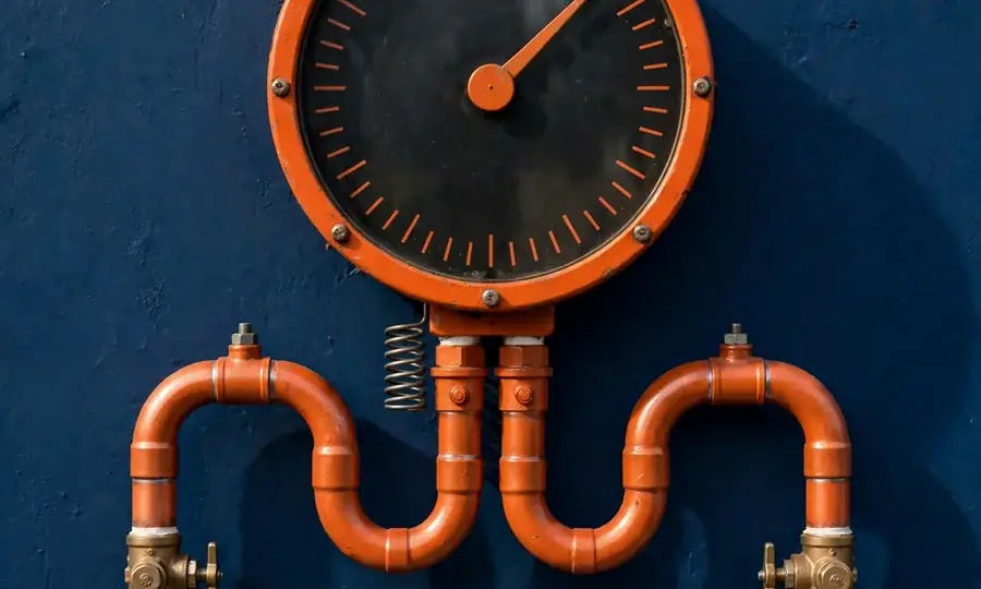 Boiler pressure gauge with copper pipework