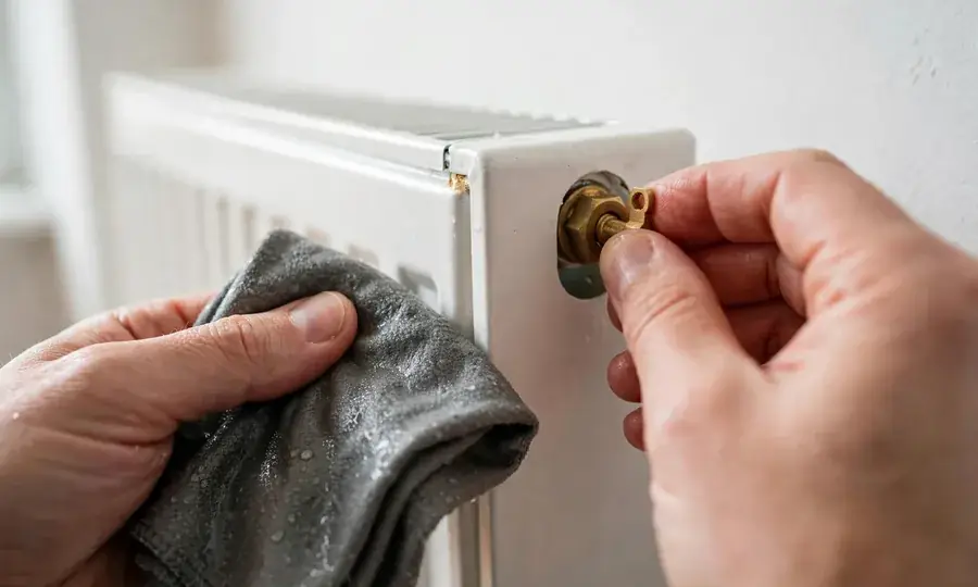 Technician checking boiler pressure gauges