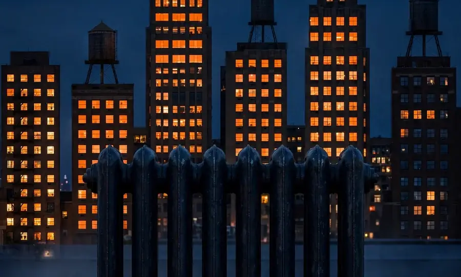 Manhattan high-rise buildings at dusk