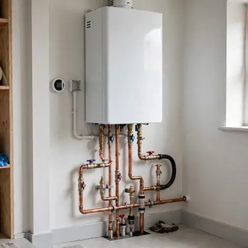 Oil-to-gas converted boiler in a Palmyra Pennsylvania twin home