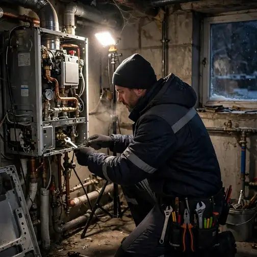 Technician arriving for an emergency heating call in Quakertown Pennsylvania