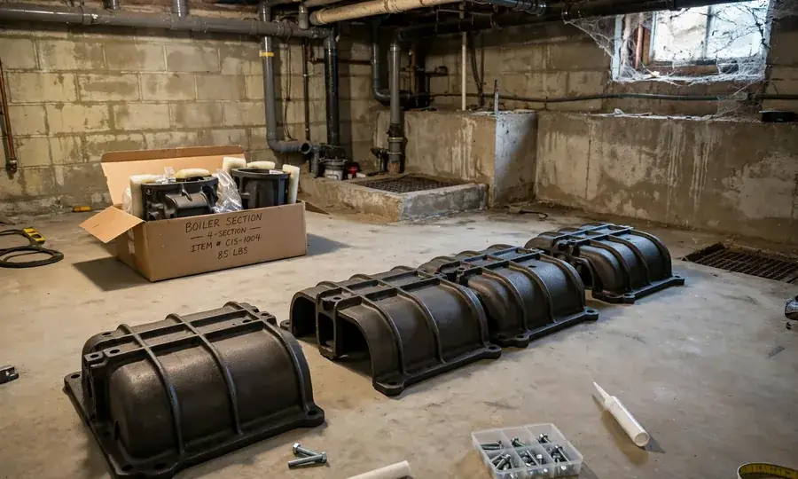 Cast iron boiler sections