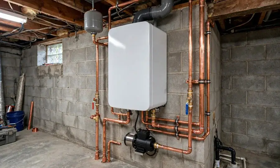 Illustration of a new boiler installed in a home