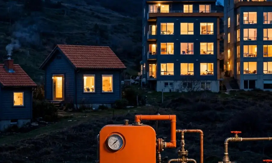 Yonkers homes on a hillside at dusk